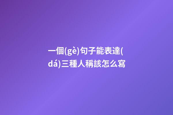 一個(gè)句子能表達(dá)三種人稱該怎么寫