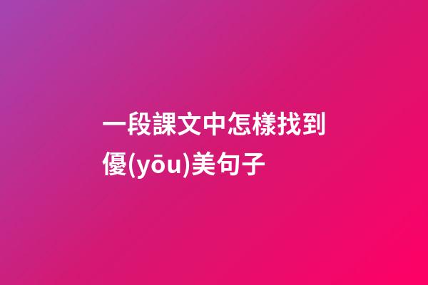 一段課文中怎樣找到優(yōu)美句子