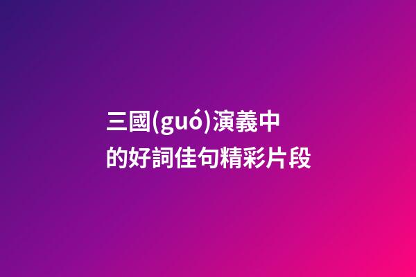 三國(guó)演義中的好詞佳句精彩片段