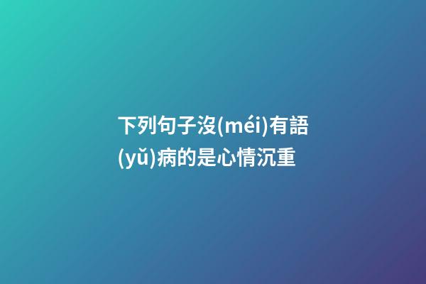 下列句子沒(méi)有語(yǔ)病的是心情沉重