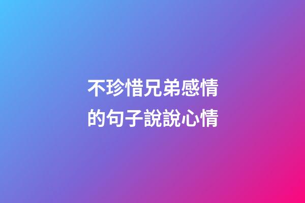 不珍惜兄弟感情的句子說說心情