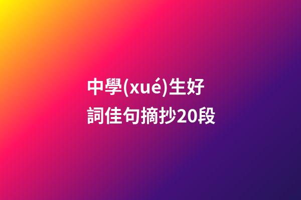 中學(xué)生好詞佳句摘抄20段