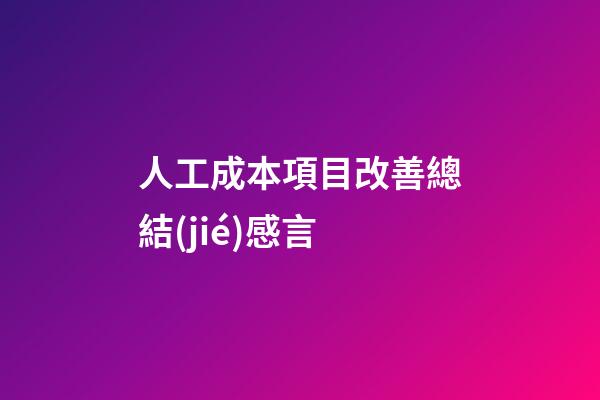 人工成本項目改善總結(jié)感言