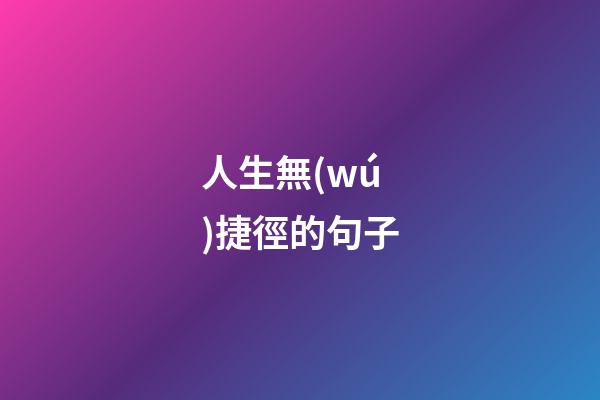 人生無(wú)捷徑的句子