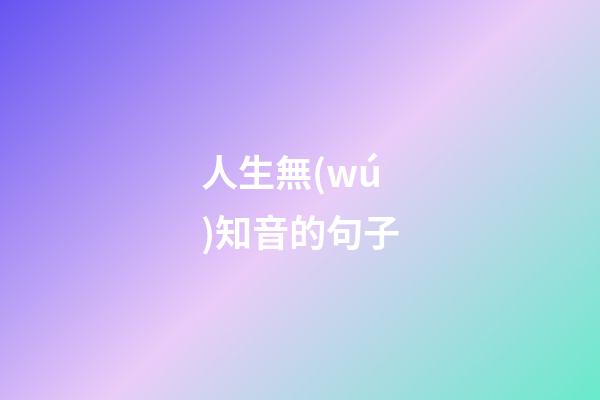 人生無(wú)知音的句子