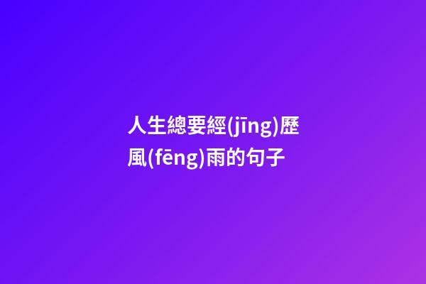 人生總要經(jīng)歷風(fēng)雨的句子