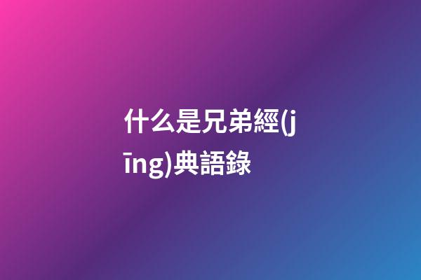 什么是兄弟經(jīng)典語錄