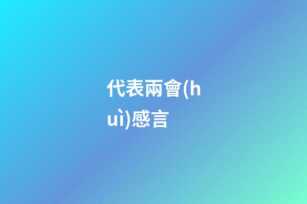 代表兩會(huì)感言