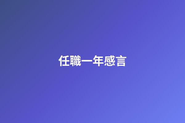 任職一年感言