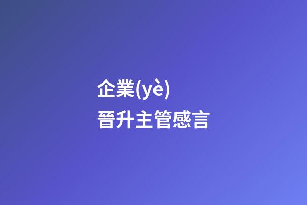 企業(yè)晉升主管感言