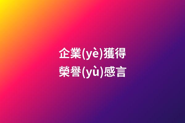 企業(yè)獲得榮譽(yù)感言