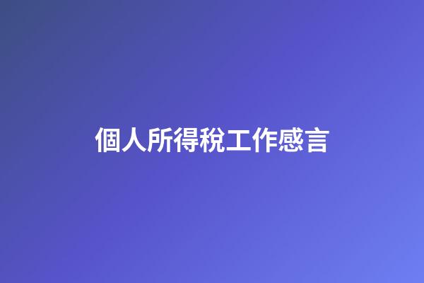 個人所得稅工作感言