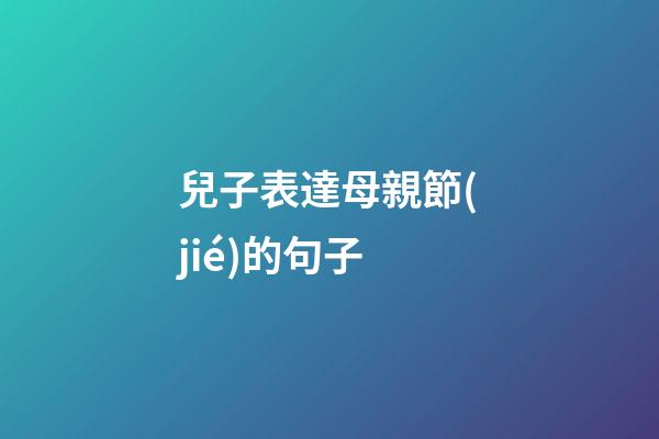 兒子表達母親節(jié)的句子