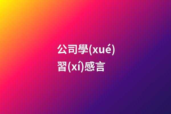 公司學(xué)習(xí)感言