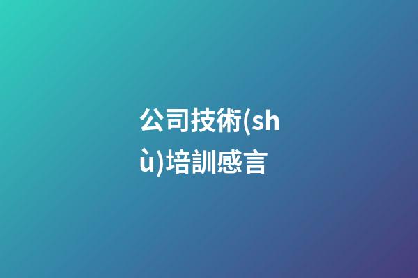 公司技術(shù)培訓感言