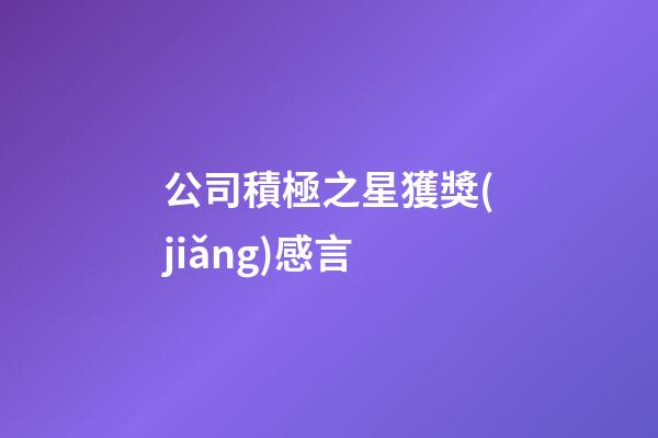 公司積極之星獲獎(jiǎng)感言