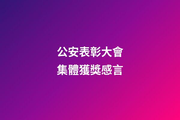 公安表彰大會集體獲獎感言