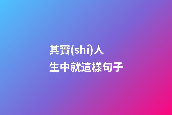 其實(shí)人生中就這樣句子