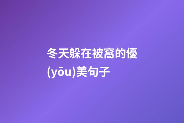 冬天躲在被窩的優(yōu)美句子