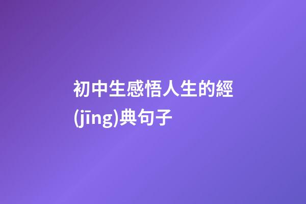 初中生感悟人生的經(jīng)典句子