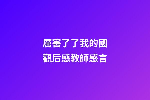 厲害了了我的國觀后感教師感言