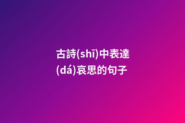 古詩(shī)中表達(dá)哀思的句子