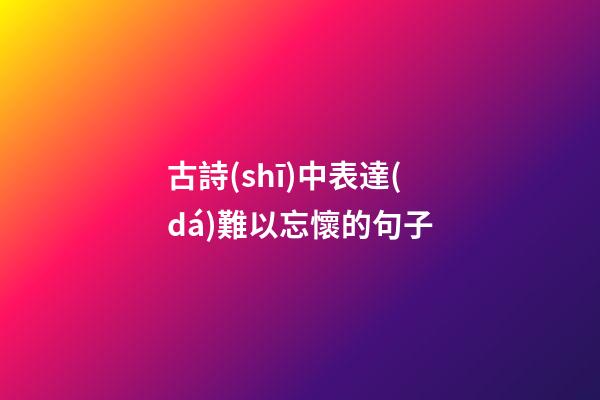 古詩(shī)中表達(dá)難以忘懷的句子