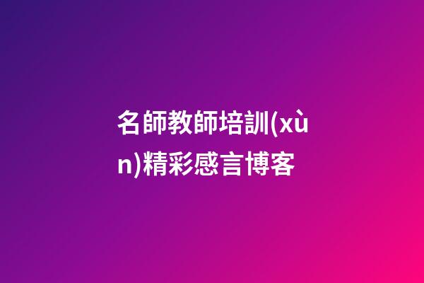 名師教師培訓(xùn)精彩感言博客