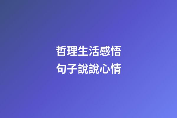 哲理生活感悟句子說說心情