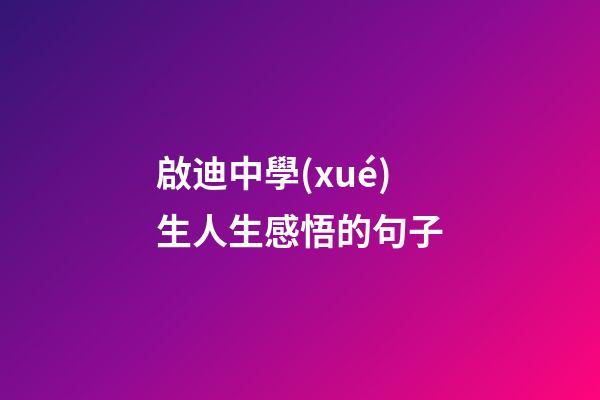 啟迪中學(xué)生人生感悟的句子