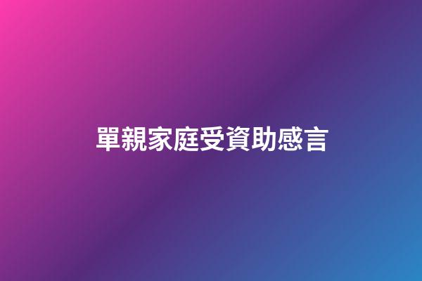 單親家庭受資助感言