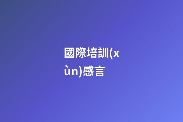 國際培訓(xùn)感言