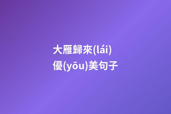 大雁歸來(lái)優(yōu)美句子