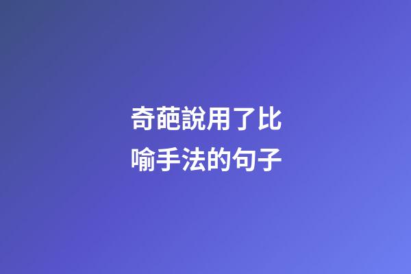 奇葩說用了比喻手法的句子