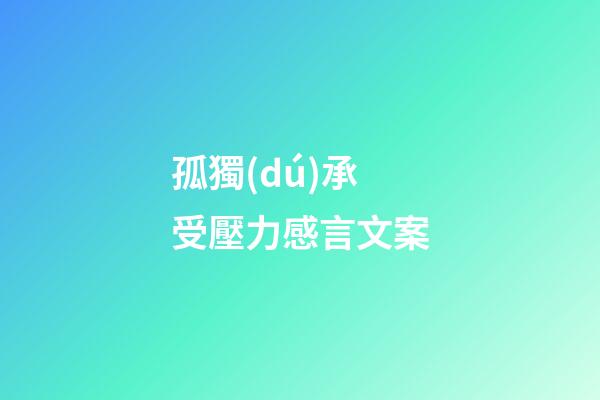 孤獨(dú)承受壓力感言文案