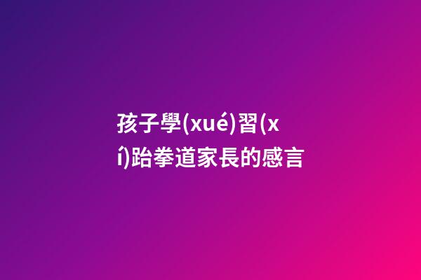 孩子學(xué)習(xí)跆拳道家長的感言