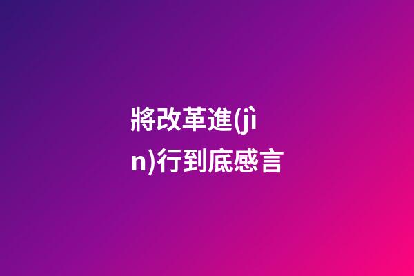 將改革進(jìn)行到底感言