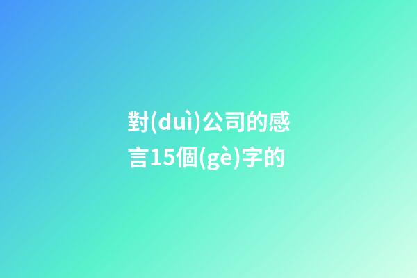 對(duì)公司的感言15個(gè)字的