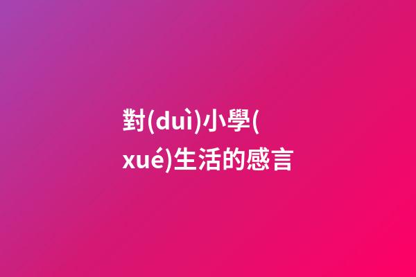 對(duì)小學(xué)生活的感言