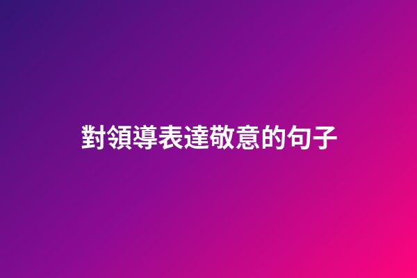 對領導表達敬意的句子