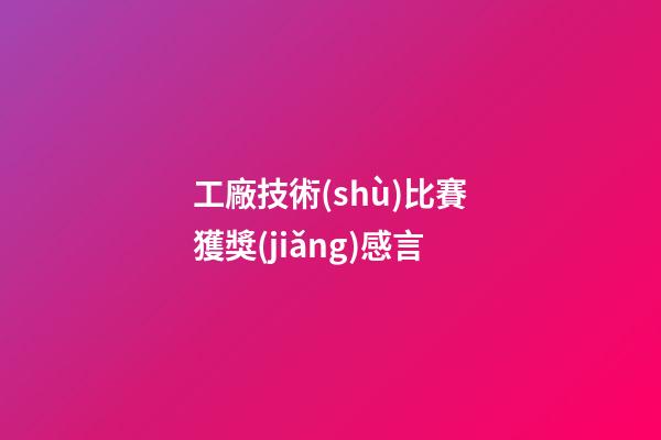 工廠技術(shù)比賽獲獎(jiǎng)感言