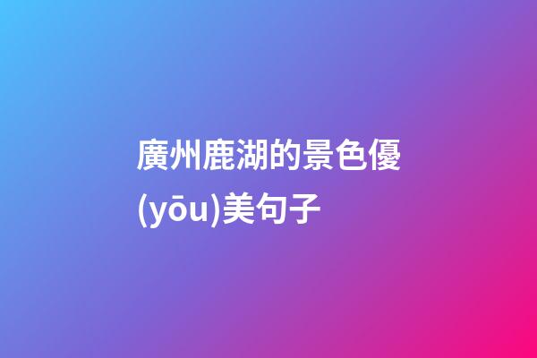 廣州鹿湖的景色優(yōu)美句子