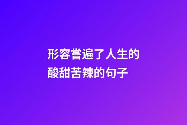 形容嘗遍了人生的酸甜苦辣的句子