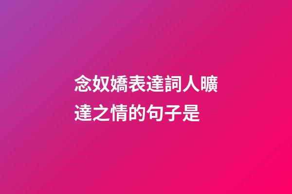 念奴嬌表達詞人曠達之情的句子是