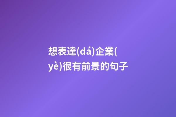 想表達(dá)企業(yè)很有前景的句子