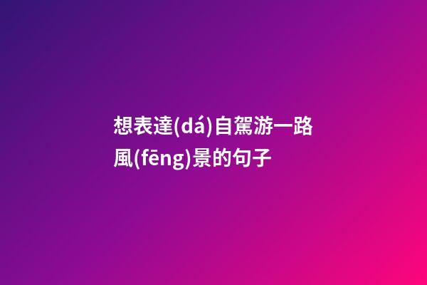 想表達(dá)自駕游一路風(fēng)景的句子