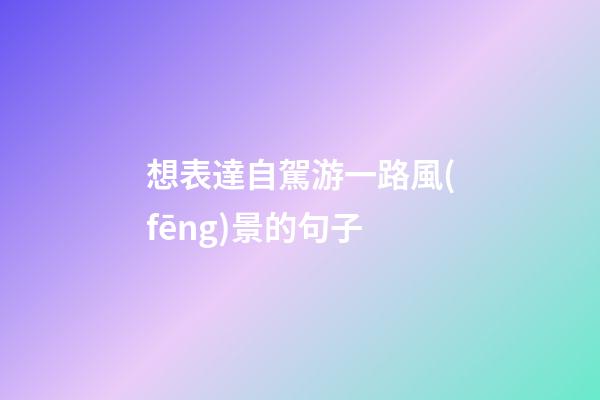 想表達自駕游一路風(fēng)景的句子