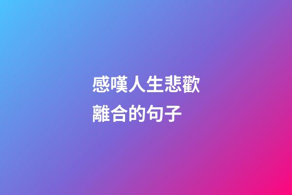 感嘆人生悲歡離合的句子