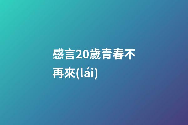 感言20歲青春不再來(lái)