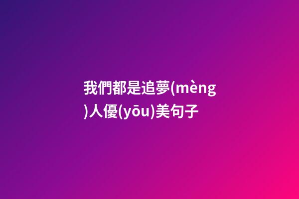 我們都是追夢(mèng)人優(yōu)美句子